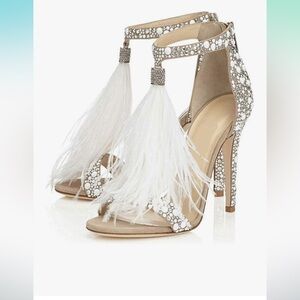 White Crystal Embellished Stiletto Heels